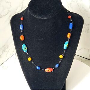 ARTISAN Vibrant Glass Beaded Wire Necklace